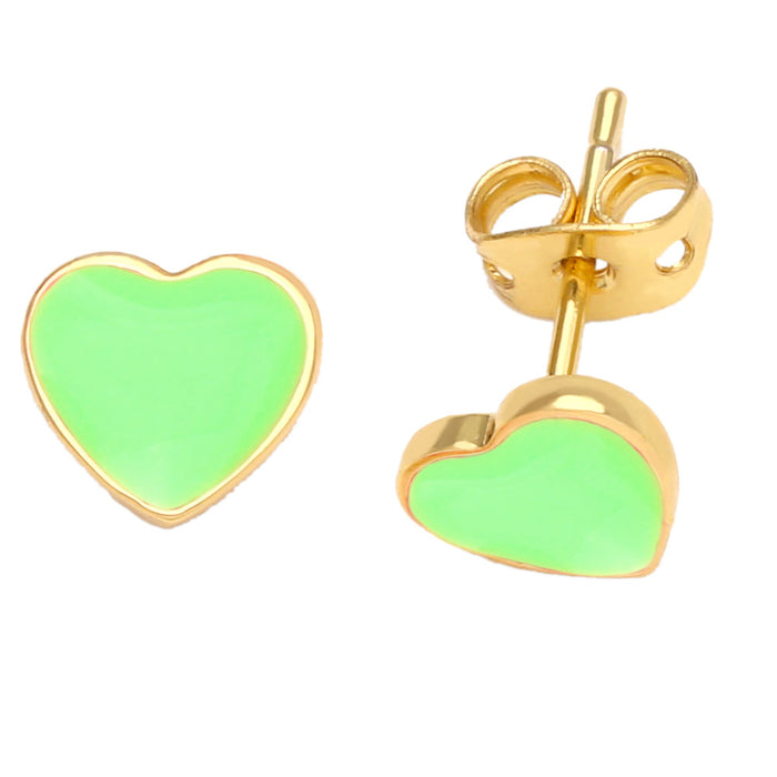 Wholesale Earrings Copper Plated 18K Gold Enamel Heart Shape JDC-PREMAS-ES-002
