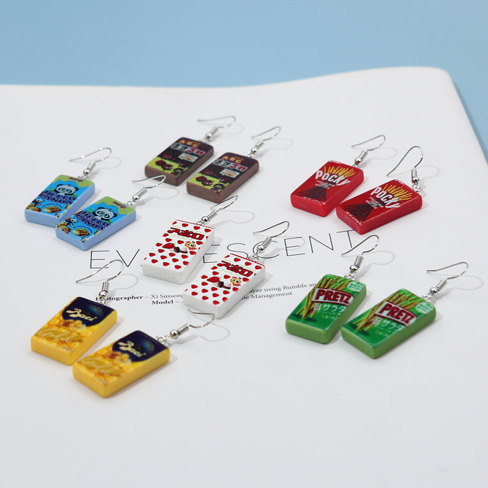 Wholesale earrings plastic candy snack chocolate MOQ≥2 JDC-ES-niqing013