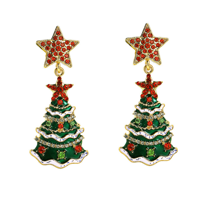 Wholesale Earrings Alloy Christmas Tree Cute JDC-ES-JUYAO014