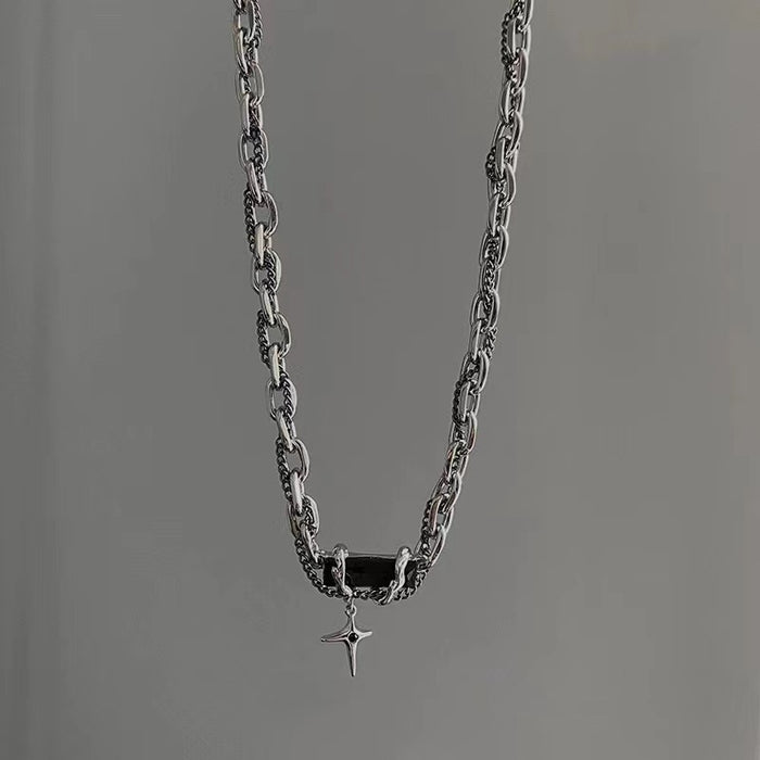 Wholesale Black Zircon Multilayer Winding Starburst Pendant Necklace JDC-NE-shengxin002