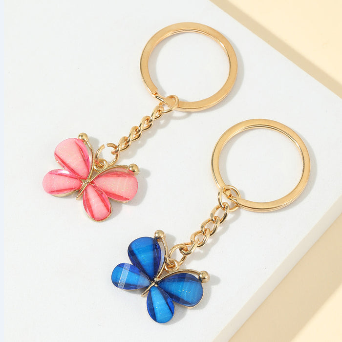 Wholesale Keychains Alloy Resin Cut Face Butterfly Couples MOQ≥2 JDC-KC-WenJ021