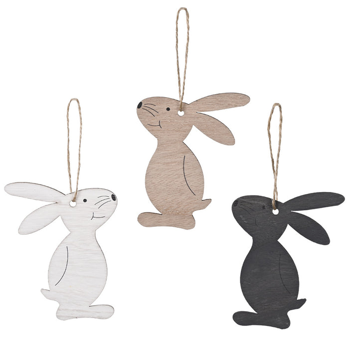 Wholesale Decorative Easter Wooden Rabbit Solid Color MOQ≥2 JDC-DCN-HB007