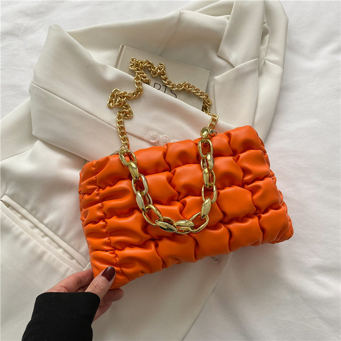 Wholesale Shoulder Bag PU Plaid Thick Chain Handheld Small Square Bag JDC-SD-Chunyao003