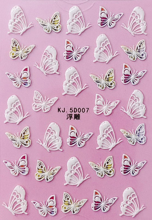 Pegatizas de uñas de mariposa en relieve de resina ecológica y compatible con el porta