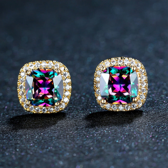 Wholesale Colored Diamond Earrings Four Prong Stud Earrings MOQ≥2 JDC-ES-JYS007