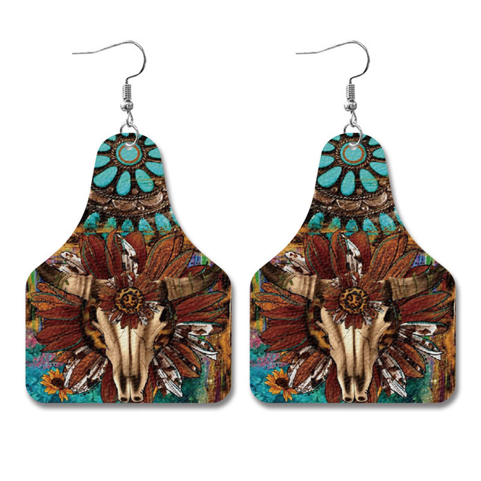 Wholesale earrings leather geometric boho style 2 pairs JDC-ES-qunyi013
