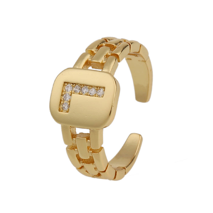 Wholesale Ring Copper 26 English Alphabet JDC-RS-HongX001