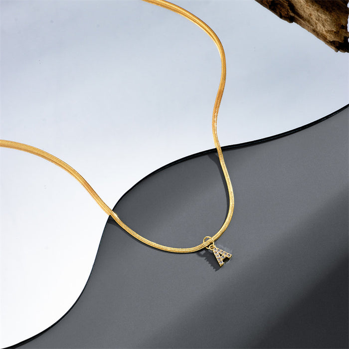 Wholesale Necklaces Brass 26 Letter Zircon Pendant JDC-NE-YingS001