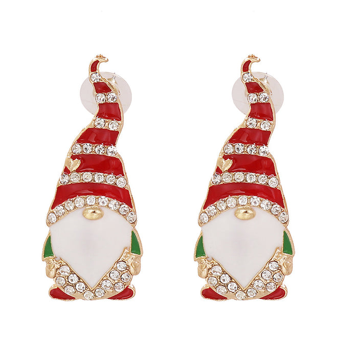 Wholesale Earrings Alloy Enamel Diamonds Christmas Red Santa Claus JDC-ES-JJ332