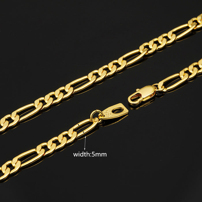 Wholesale Copper Gold Plated Figaro Chain 5mm Thick Bracelet JDC-BT-TianM004