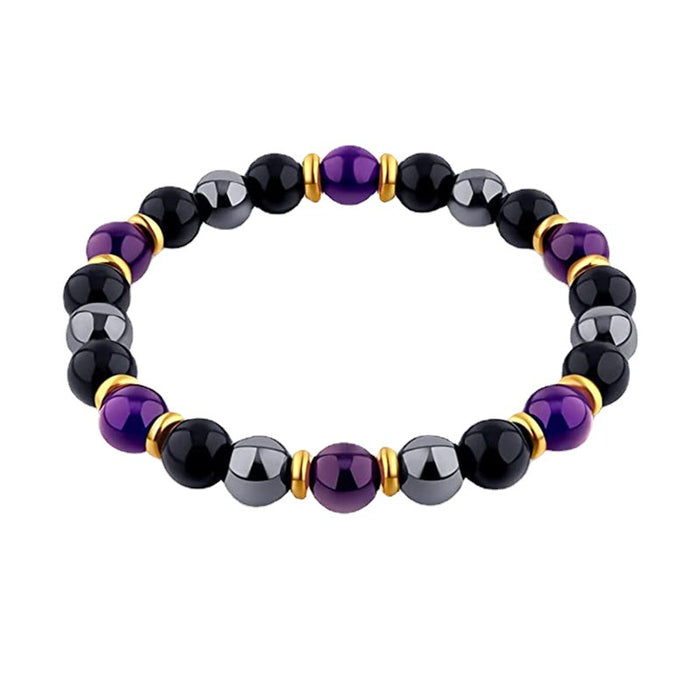 Wholesale Bracelet Black Gallstone Purple Beads Hand Beaded MOQ≥2 JDC-BT-DNS005