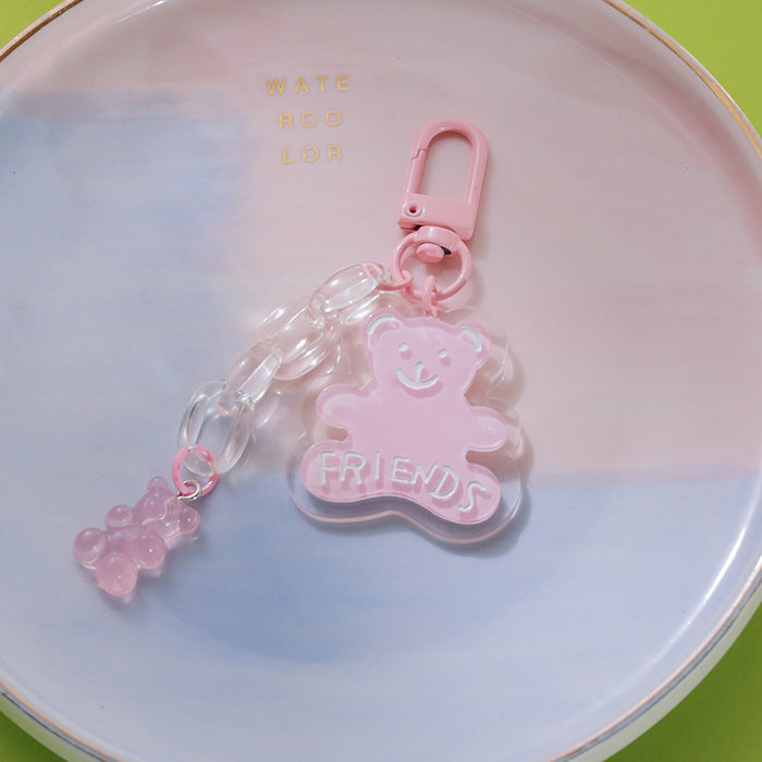 Jewelry WholesaleWholesale Acrylic Bag Hanging Bear Keychain JDC-KC-Yaoyun014 Keychains 瑶韵 %variant_option1% %variant_option2% %variant_option3%  Factory Price JoyasDeChina Joyas De China