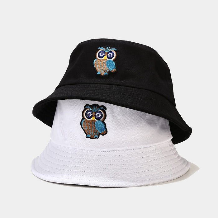 Wholesale Hat Cotton Cartoon Owl Pattern Sunscreen Bucket Hat MOQ≥2 JDC-FH-LvYi027