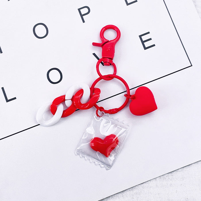 Wholesale Color Heart Shaped Soft Pottery Keychain JDC-KC-QiaM009