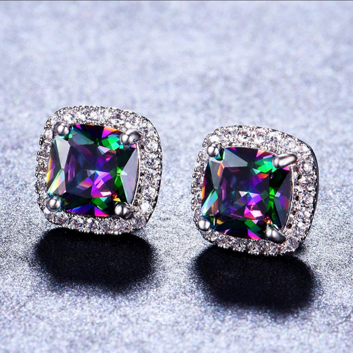 Pendientes de diamantes de color al por mayor Pendientes de cuatro puntas de punta MOQ≥2 JDC-ES-JYS007