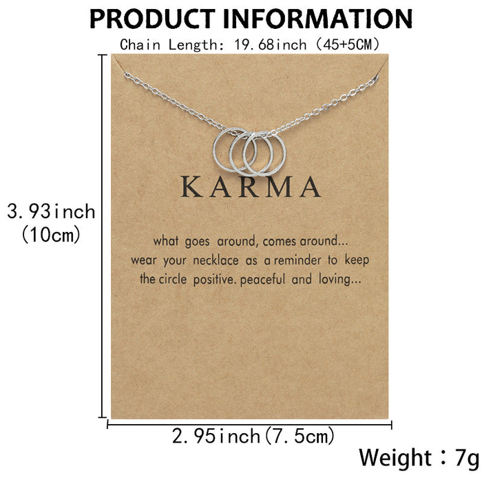Wholesale Three Circle Necklace Geometric KARMA Creative Card Clavicle Chain JDC-NE-YuLu003