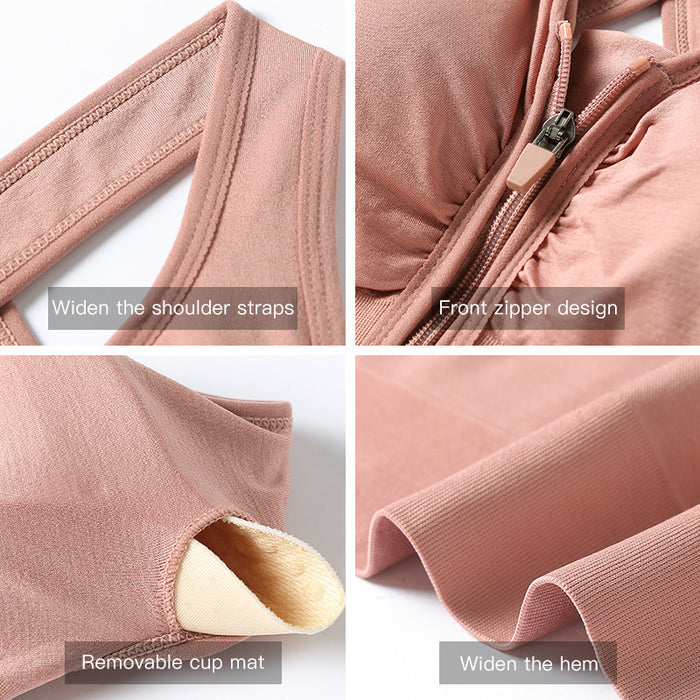 Wholesale Nylon Sports Zipper Underwear Push Up Plus Size Bra No Steel Ring JDC-BRA-SDiao002