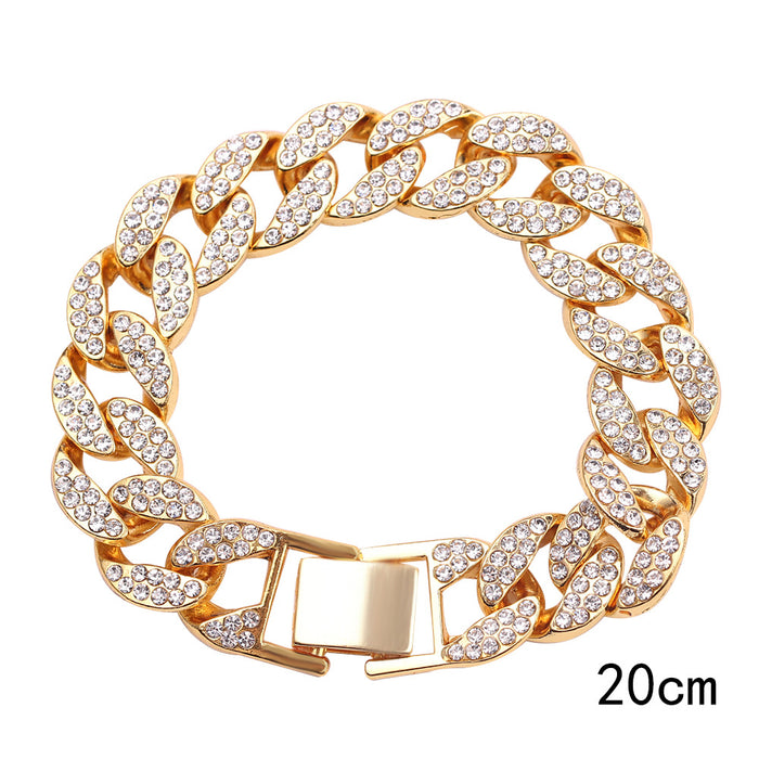 Wholesale Cuban Chain Crystal Bracelet Hip Hop Full of Diamonds MOQ≥5 JDC-BT-ShaoH003