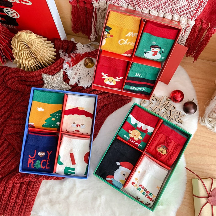 Wholesale Sock Cotton Mid Tube Christmas Cartoon Gift Box Cute MOQ≥2 JDC-SK-BZX001