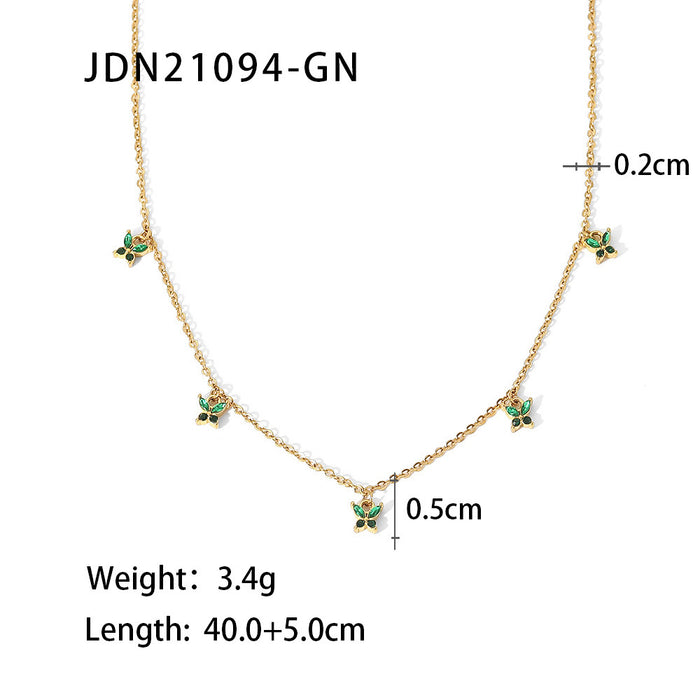 Wholesale Necklace Stainless Steel Inlaid Zirconia Butterfly Necklace JDC-NE-JD397