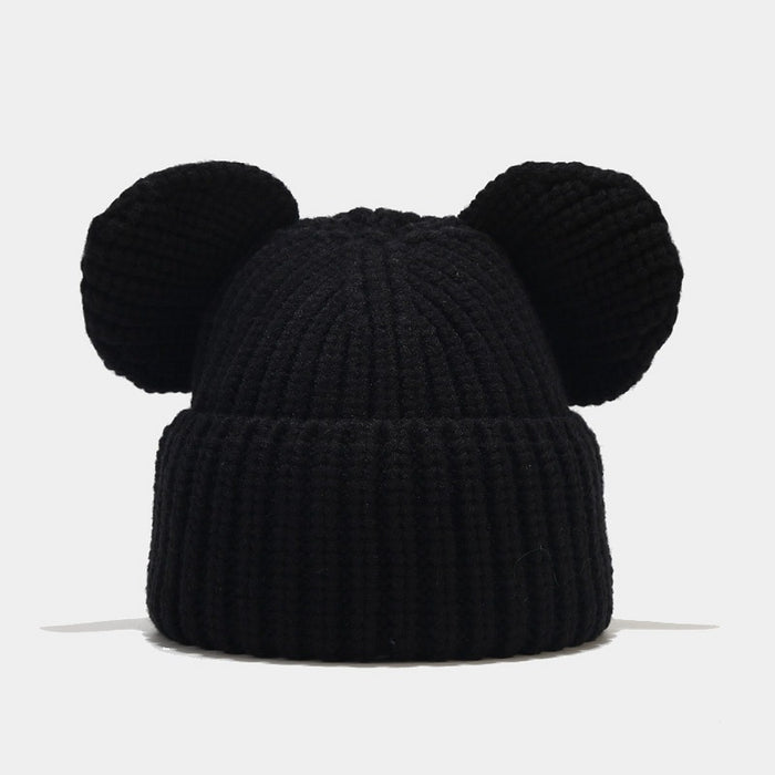 Wholesale Hat Acrylic Big Ears Solid Color Coarse Wool Knitted Hat MOQ≥2 JDC-FH-LvYi037