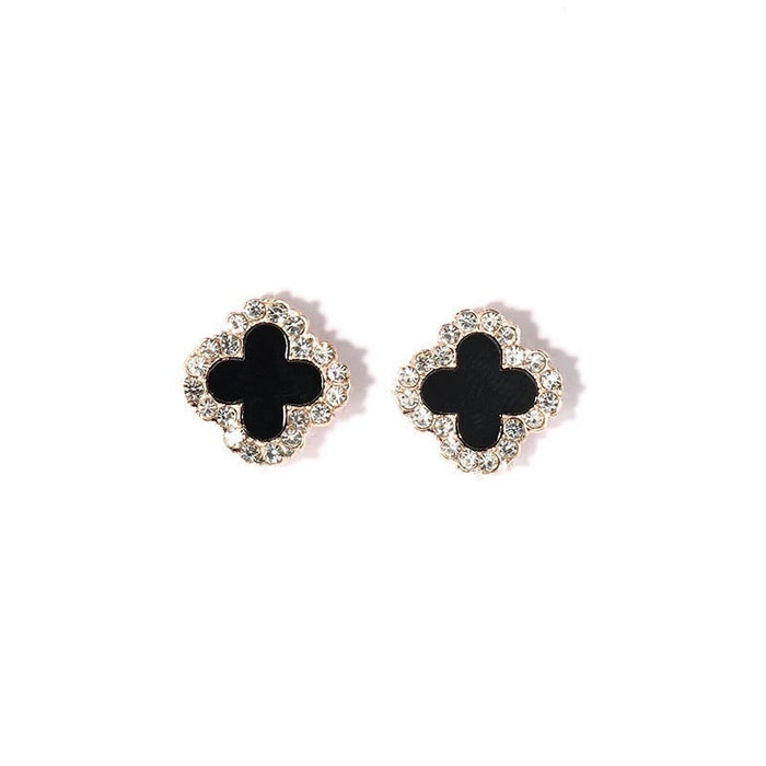 Wholesale Earrings Alloy Clover with Diamonds MOQ≥2 JDC-ES-hanyi002