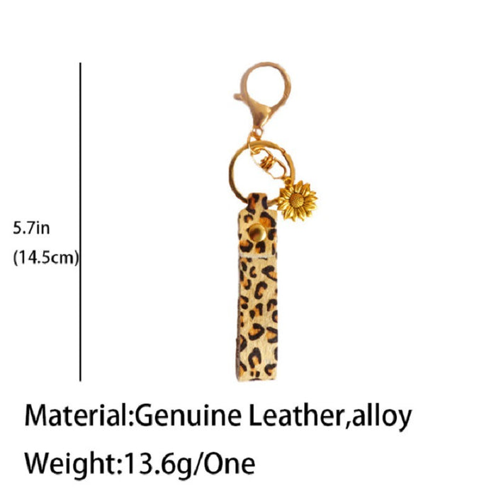 Keychains al por mayor aleación Leopardo de cuero genuino Zebra Handmade 3pcs JDC-KC-HEYI016