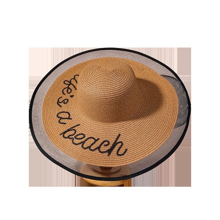 Chapeau de paille de plage en dentelle en gros jdc-fh-tangq001