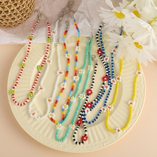 Jewelry WholesaleWholesale ethnic style rice beads flower color small daisy necklace JDC-NE-F040 Necklaces 韩之尚 %variant_option1% %variant_option2% %variant_option3%  Factory Price JoyasDeChina Joyas De China