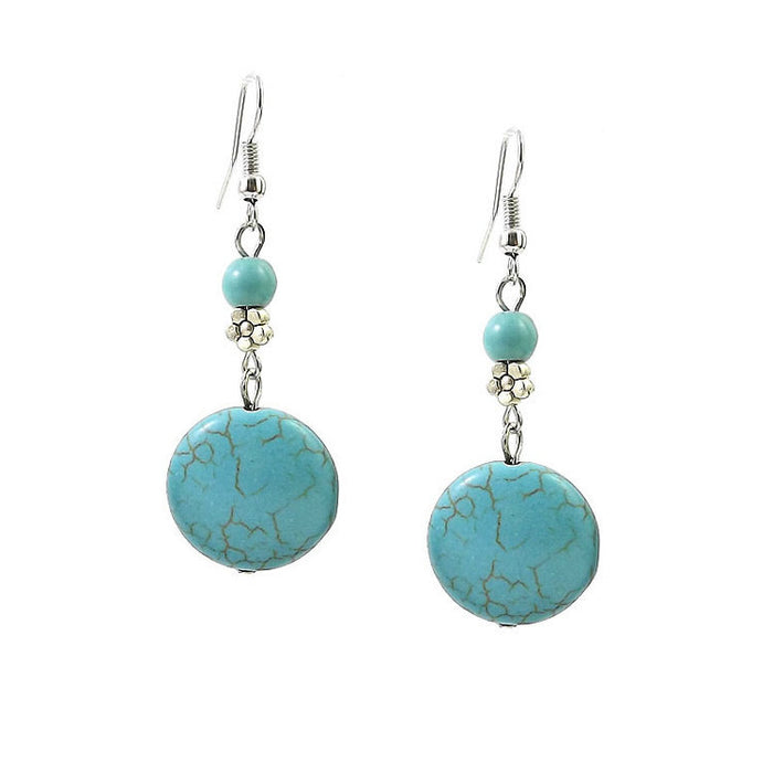 Wholesale Nepalese Tibetan Ornament Classical Miao Silver Turquoise Earrings MOQ≥2 JDC-ES-Ylh001