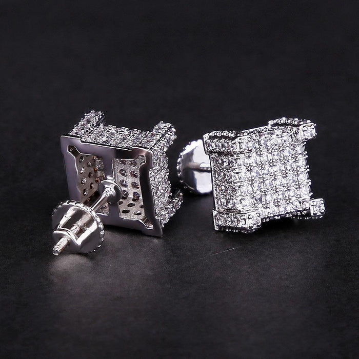 Pendientes al por mayor S925 Silver Full Diamond Micro Set 5A Zircon Pendientes para hombres JDC-ES-SDW002