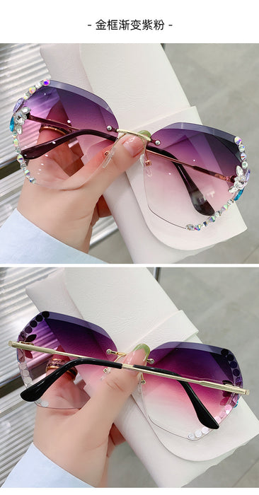 Diamante al por mayor Diamond Framed Edge Gafas de sol Mujeres Sol Protección UV JDC-SG-Zhanh006
