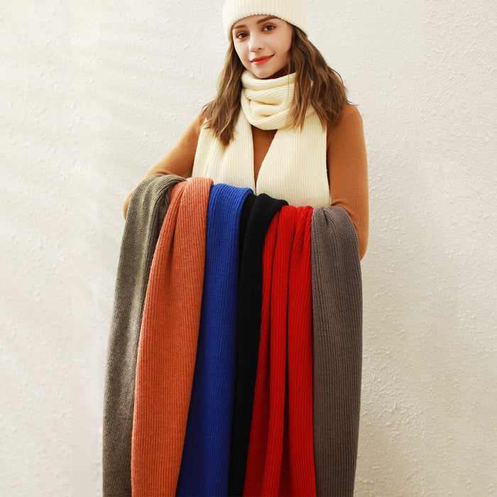 Wholesale Scarf Arctic Fleece Solid Color Rib Knit Scarf MOQ≥2 JDC-SF-Shenm003