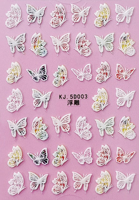 Pegatizas de uñas de mariposa en relieve de resina ecológica y compatible con el porta