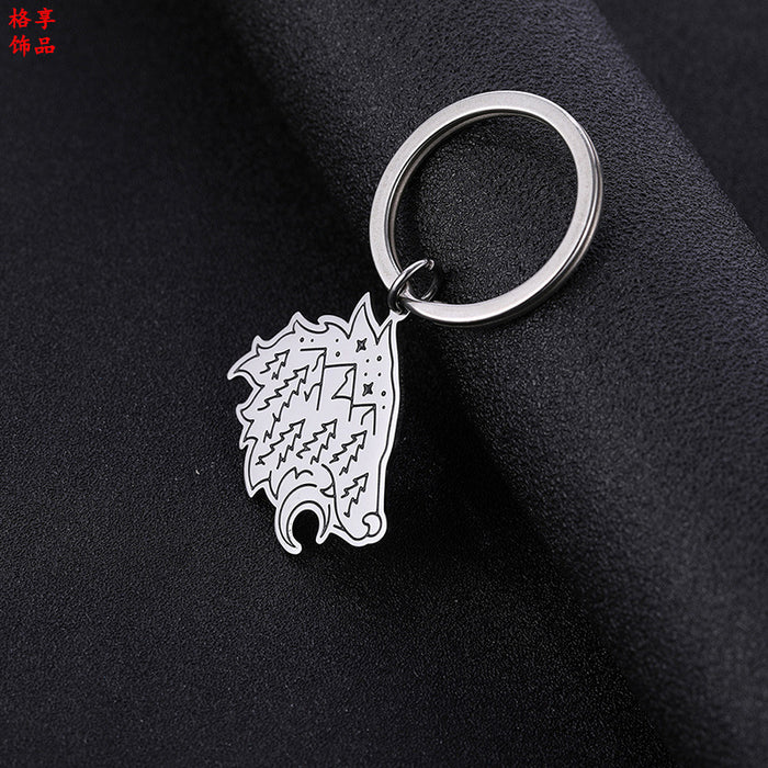 Wholesale Keychain Stainless Steel Forest Lion Pendant MOQ≥2 JDC-KC-GEXA008