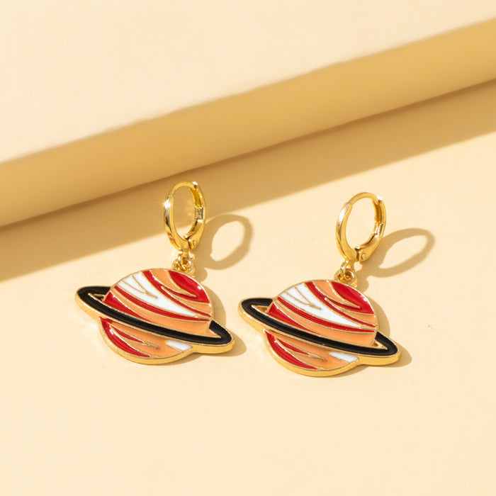 Wholesale Earrings Metal Stereo Stitching Planetary Necklace Earrings Set MOQ≥2 JDC-ES-Yihan008