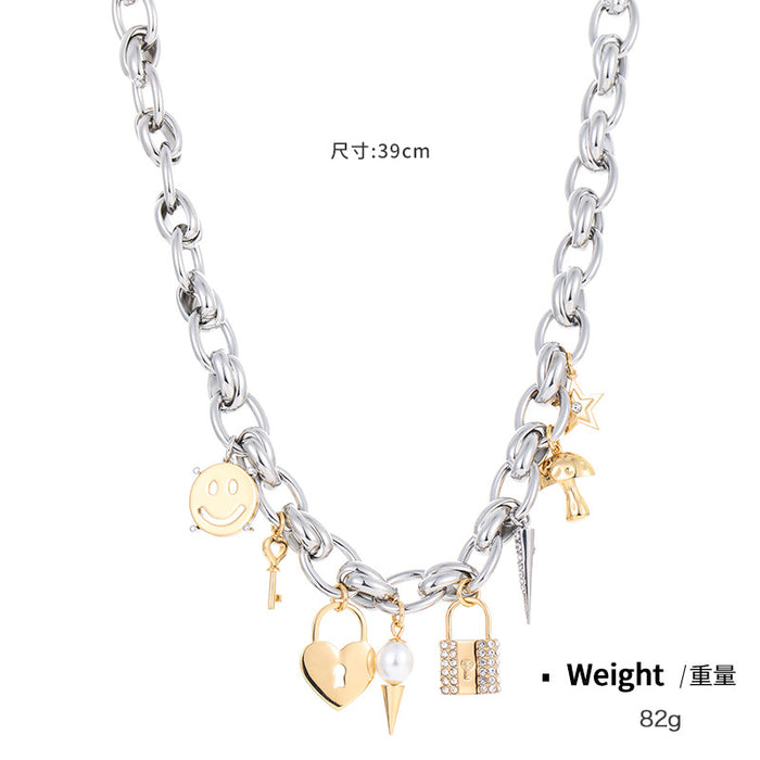 Wholesale Necklace Alloy Punk Necklace Bracelet Earrings Jewelry Set MOQ≥2 JDC-NE-Kenjie003