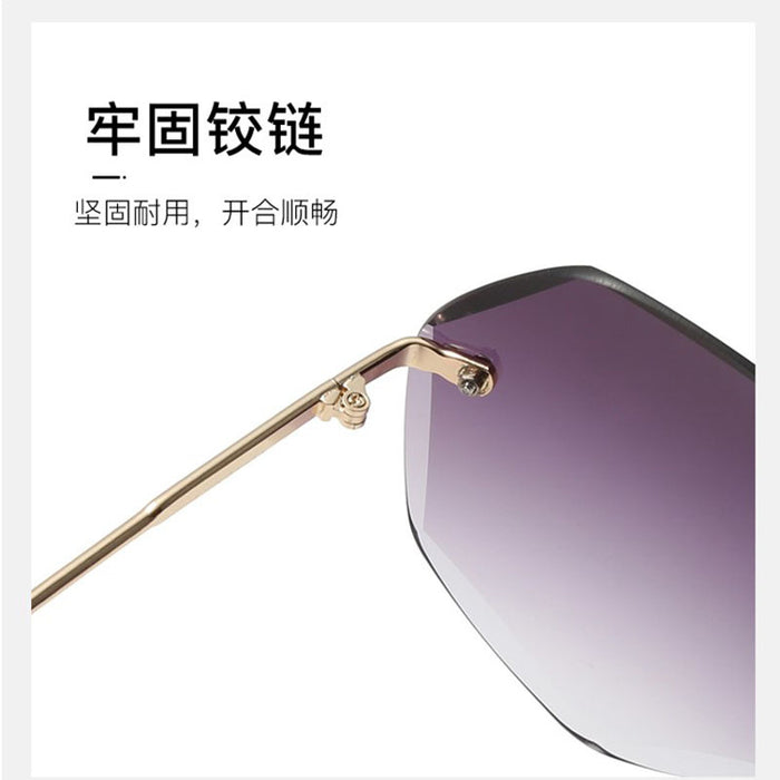 Wholesale Gradient Metallic Color Marine Frameless Cut Edge Polygonal Sunglasses JDC-SG-BoL008