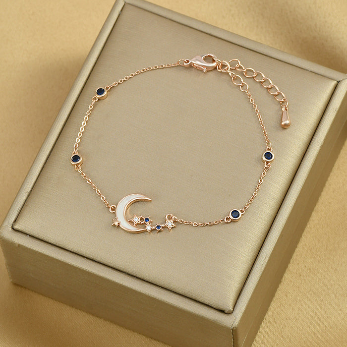 Wholesale Bracelet Copper Inlaid Zircon Shell Moon Bracelet MOQ≥2 JDC-BT-YouH025