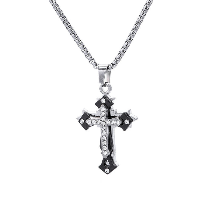 Wholesale Necklaces Zinc Alloy Titanium Steel Diamond Cross JDC-NE-Zis008