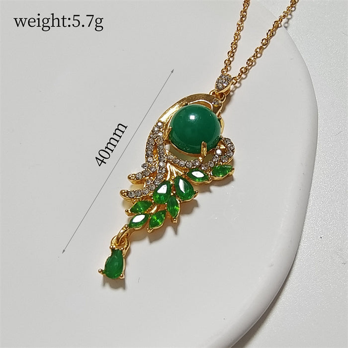 Wholesale Necklace Alloy Emerald Clavicle Necklace MOQ≥2 JDC-NE-ChenR005