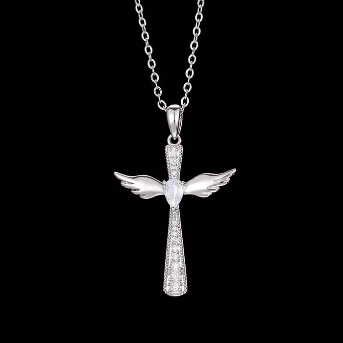 Wholesale Pendant crossing Born in the wings of the stone crossing angel's wings MOQ≥2 JDC-PT-MLJ003