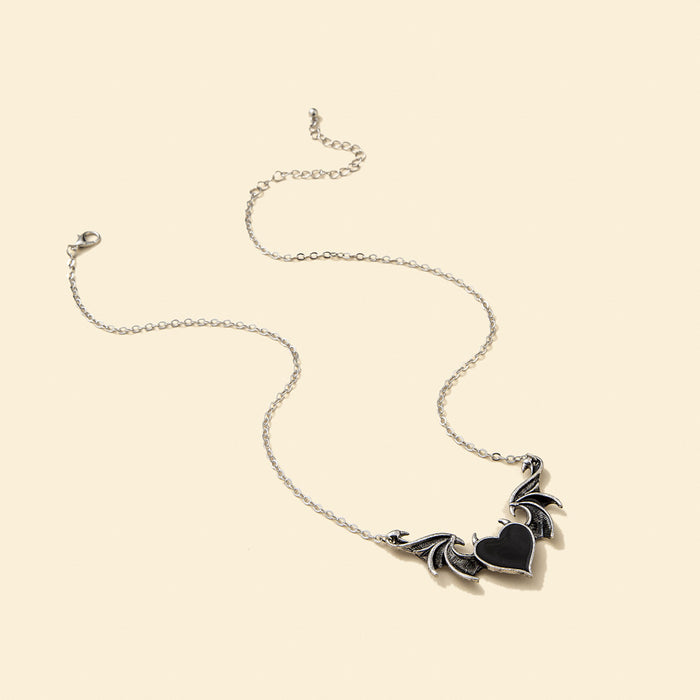 Wholesale Necklace Alloy Heart Shaped Devil Wings MOQ≥2 JDC-NE-YiD048