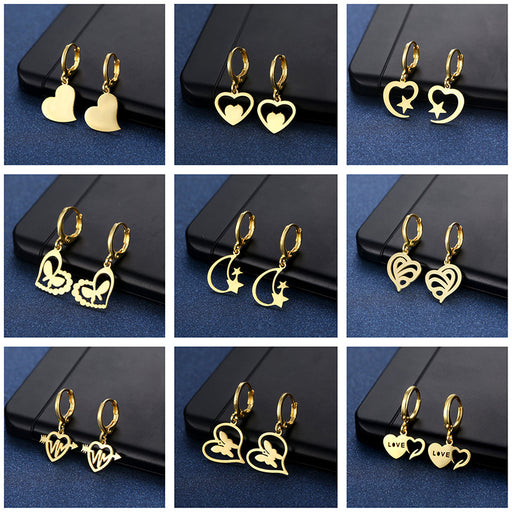 Jewelry WholesaleWholesale heart-shaped geometric stainless steel earrings JDC-ES-Mingm028 Earrings 敏萌 %variant_option1% %variant_option2% %variant_option3%  Factory Price JoyasDeChina Joyas De China