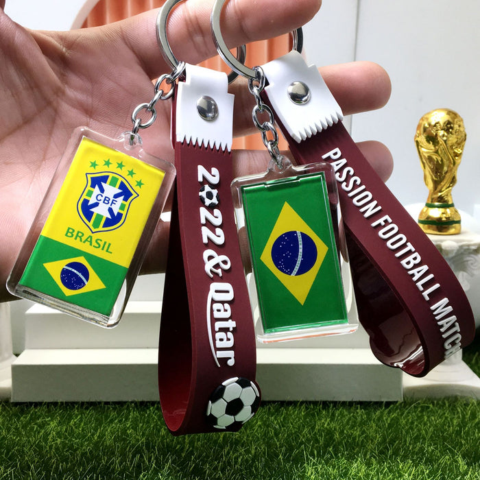 Wholesale Keychains Acrylic World Football Cup Top 32 Qatar Flag Souvenirs MOQ≥2 JDC-KC-YPeng02