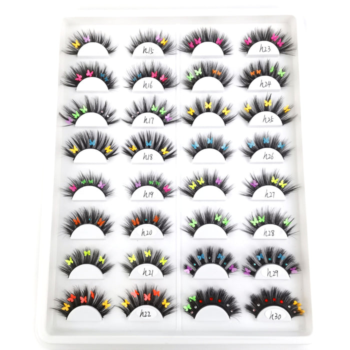 Wholesale Pair of Color 3D False Eyelashes Butterfly Sequins MOQ≥5 JDC-EY-XLin002