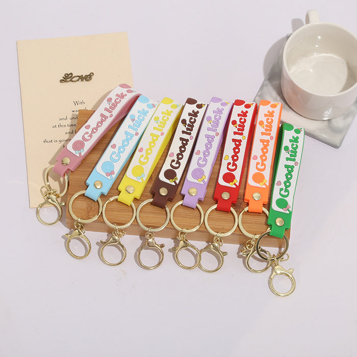Wholesale Keychain PVC Soft Adhesive Cute Candy Letter Lanyard MOQ≥10 JDC-KC-ZaoYang008