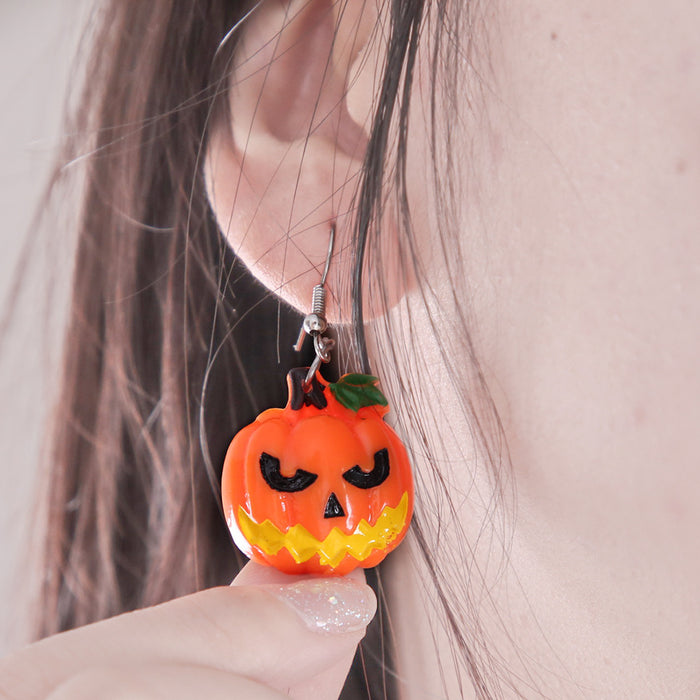 Wholesale Earrings Plastic Pumpkin Funny Halloween MOQ≥2 JDC-ES-ZHHAO001
