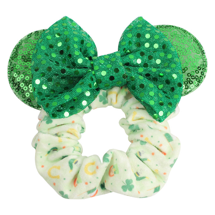 Wholesale cartoon large intestine hair ring bow hair accessories lucky clover （M）MOQ≥2 JDC-HS-Danzuo011