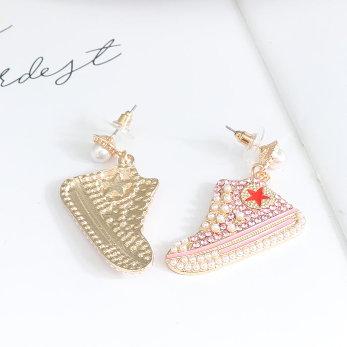 Wholesale Earrings Alloy Diamonds Cute Pink Girls Casual Shoes JDC-ES-JJ362